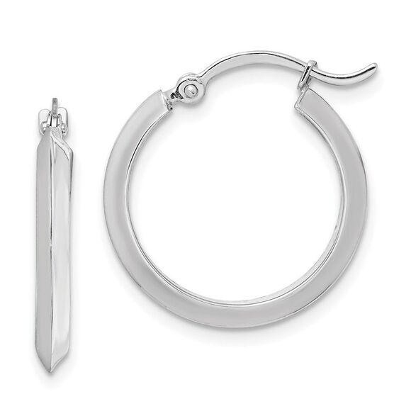Kazi Luxury 14K White Gold Polished Hoop Earrings
